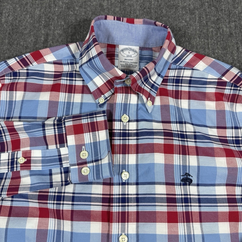 Brooks Brothers Regent Men's Plaid Shirt Supima Cotton Non Iron Long Sleeve